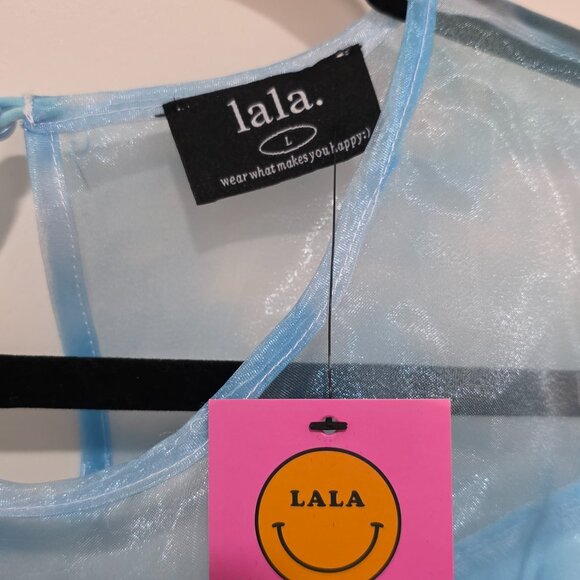 Blue Cloud Organza Puff Cap Sleeve Dress - Picture 4 of 6